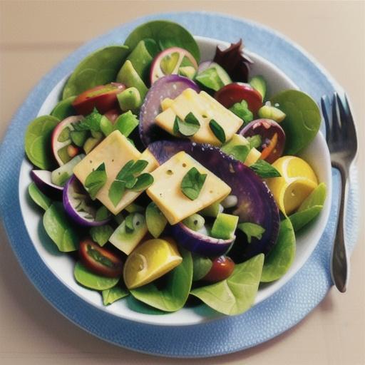 Simple green salad with lemon dressing