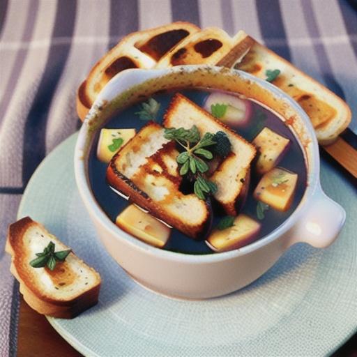 French onion and thyme soup