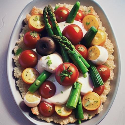 Quinoa, tomato, asparagus and goat's cheese tart
