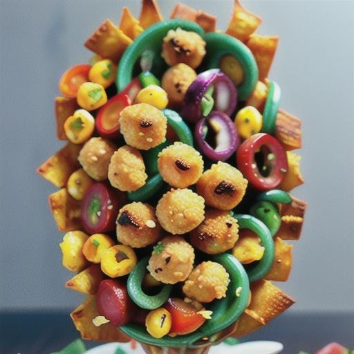 Popcorn chicken with crunchy sweet potato noodles recipe