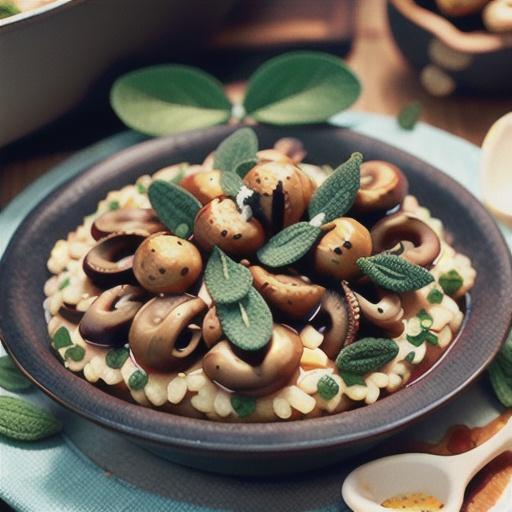 Mushroom risotto with black pepper and sage