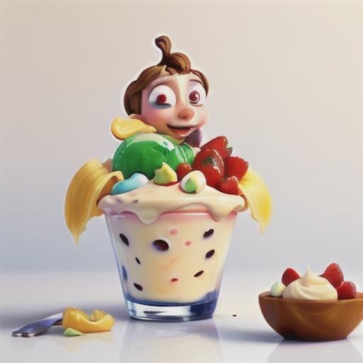 Frozen yoghurt sundae