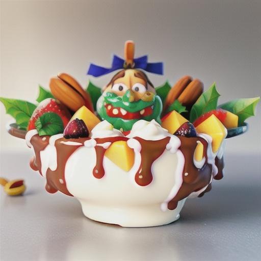 Mango with yoghurt and almond praline