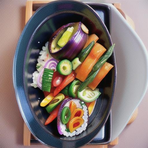 Miso eggplant with pickled vegetables