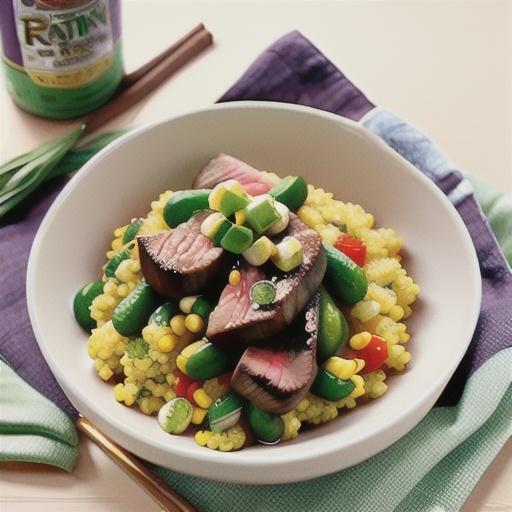 Cajun-spiced steak with corn salsa and couscous