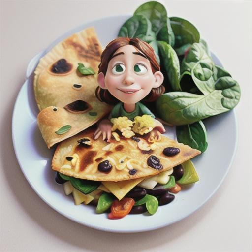 Toasted chilli black bean, spinach and cheese tortilla