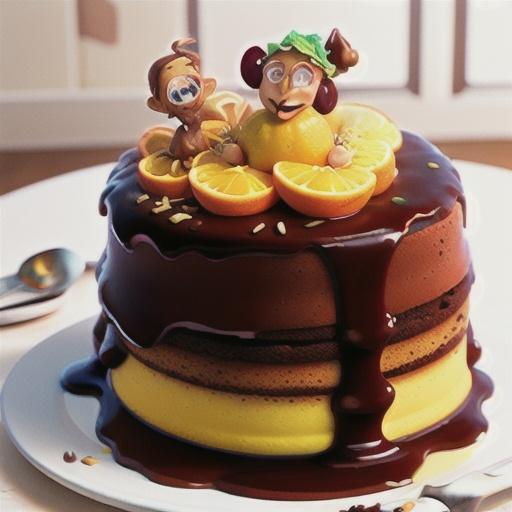 Chocolate swirl cake with glazed oranges