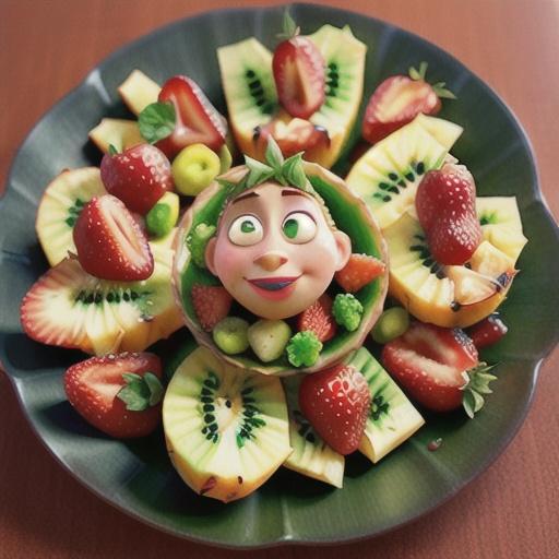 Pineapple and kiwifruit with strawberry balsamic dressing