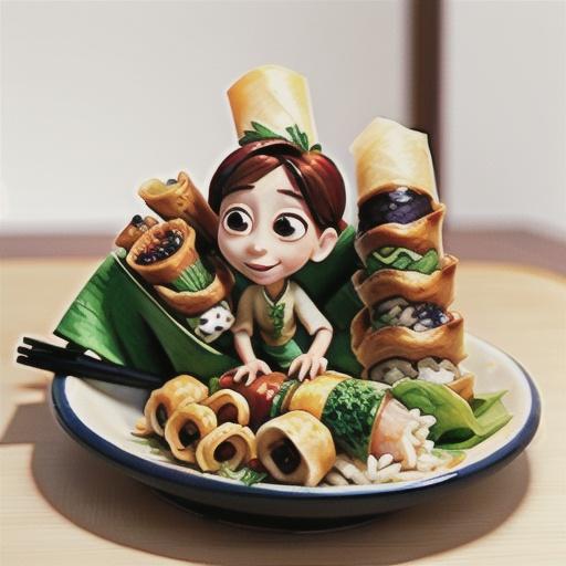 Hoisin pork and mushroom rolls