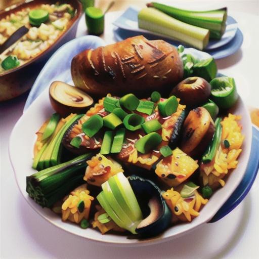 Baked Rice with Leeks and Bok Choy