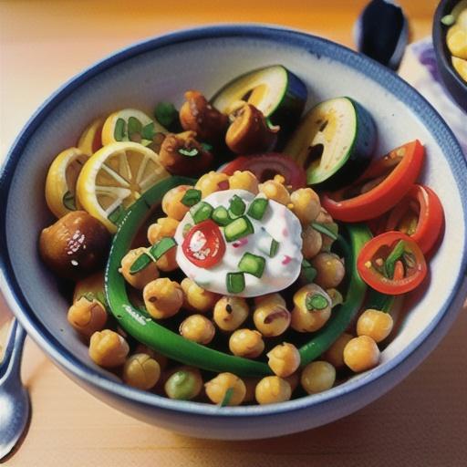 Crispy Chickpea Grain Bowl with Lemon Yogurt