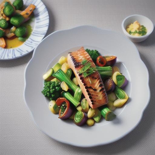 Pan-fried salmon with baby broccoli