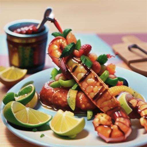 Butterfly Chili Lime Prawn Spedini with Raspberry Dipping Sauce