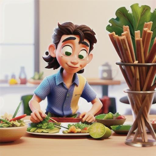 Sesame beef skewers with Thai salad