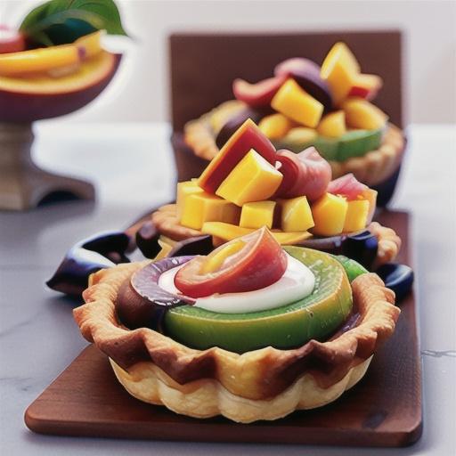 Mango and papaya mascarpone tarts