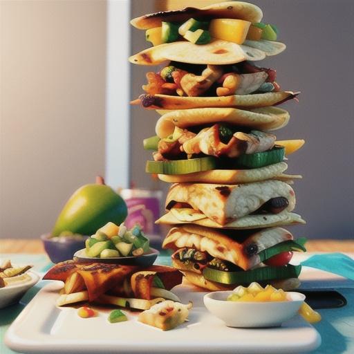 Chicken quesadillas with chipotle relish and mango salsa