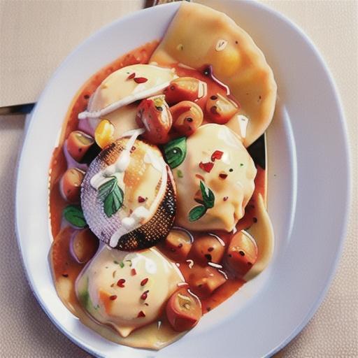 Chicken ravioli with creamy tomato sauce