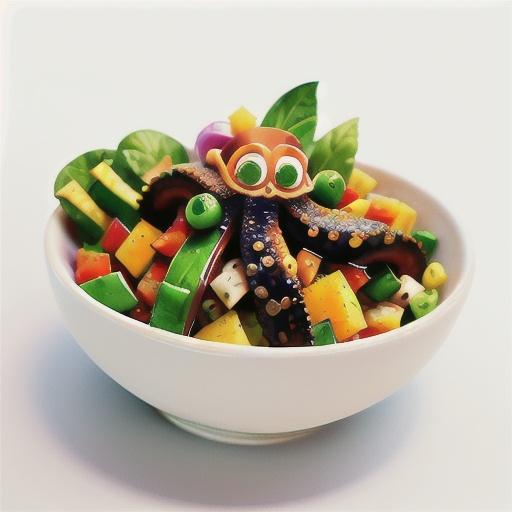 Barbecued baby octopus salad with mango salsa and chilli lime dressing