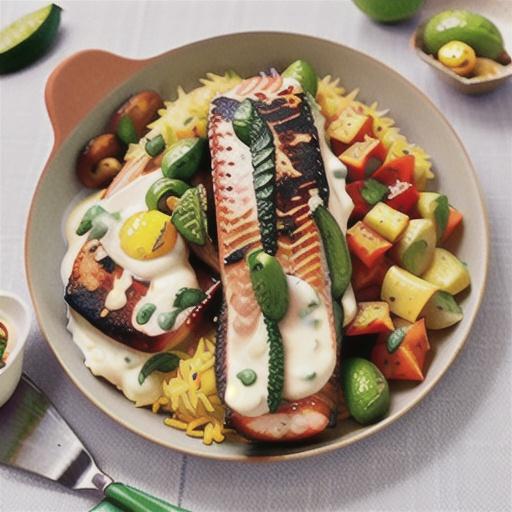 BBQ salmon with saffron rice salad recipe
