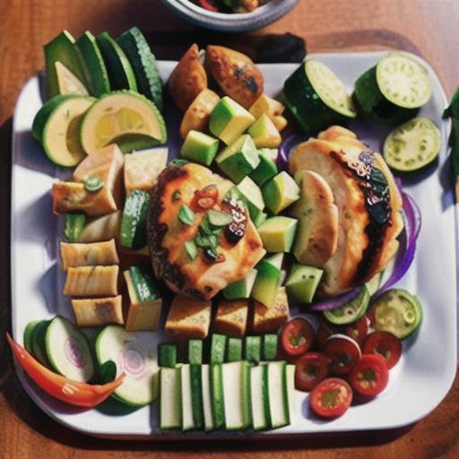 Satay chicken tray bake with cucumber coin salad recipe