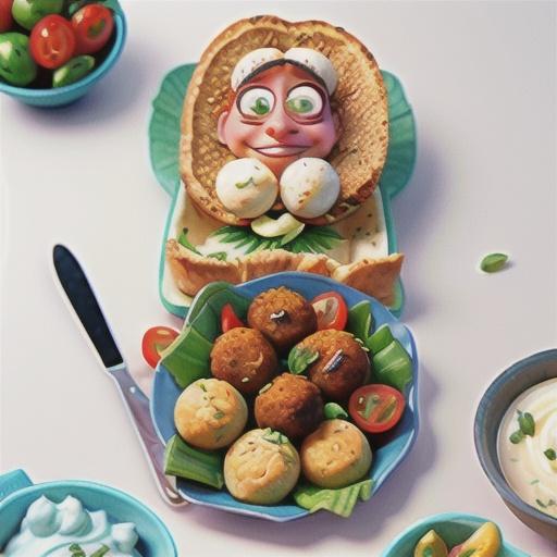 Falafels with tomato salad and tzatziki