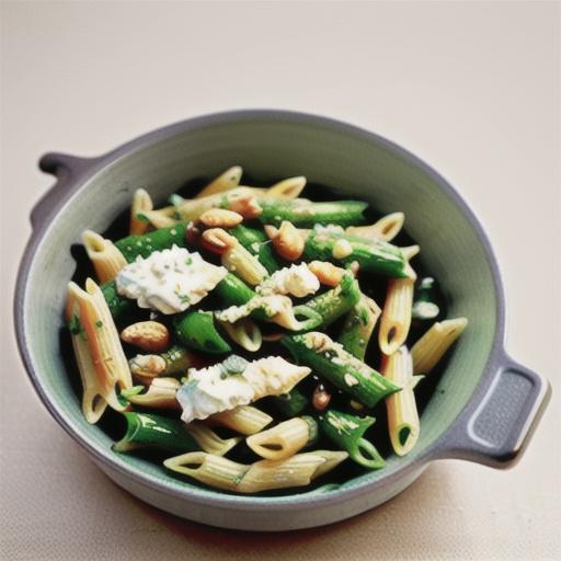 Penne with pesto, ricotta & green beans