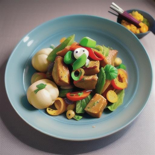 Five-spice pork with pumpkin and pak choy