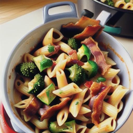 One-Pot Cheesy Bacon Ranch Pasta with Chicken and Broccoli