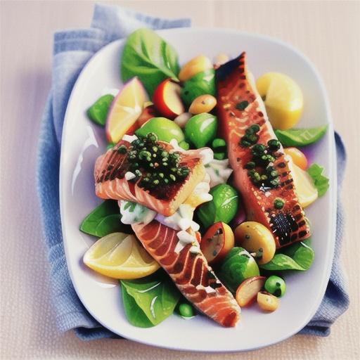 Crispy salmon with apple and cabbage remoulade