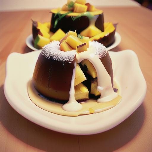 Coconut and yoghurt puddings with vanilla-poached pineapple