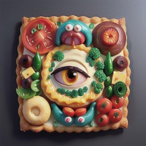 Veggie monster tart with cheese eyes recipe