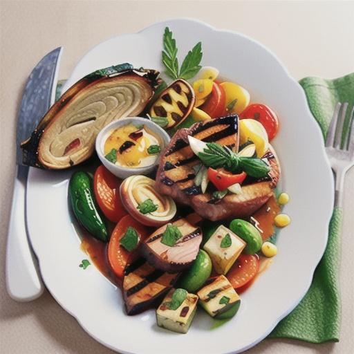 Herb-rubbed lamb with chargrilled vegetables