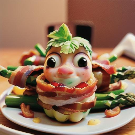 Bacon-Wrapped Asparagus Spears with Tomatoes and Taleggio Cheese