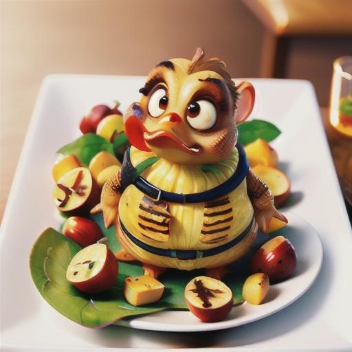 Crispy-skin duck with chargrilled apples