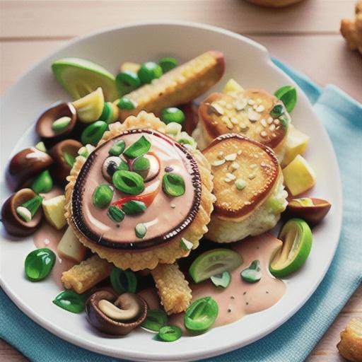 Crumbed chicken with mushroom sauce