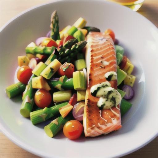 Salmon, asparagus & roasted cherry tomato salad