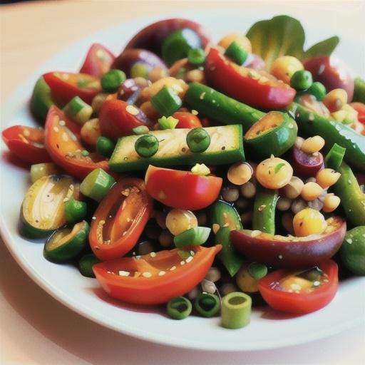 Mediterranean Style Roasted Red Pepper and Lentil Salad