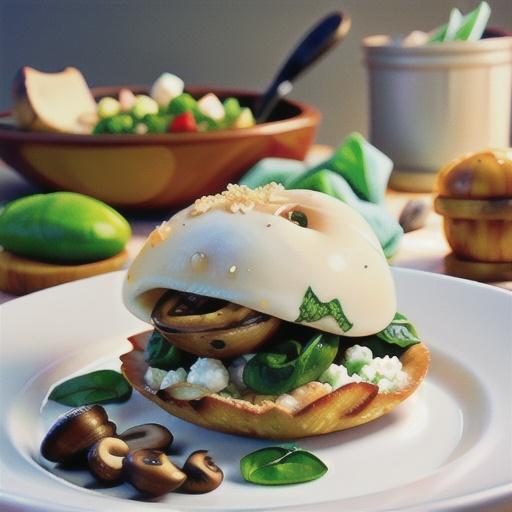 Spinach-Stuffed Flounder with Mushrooms and Feta