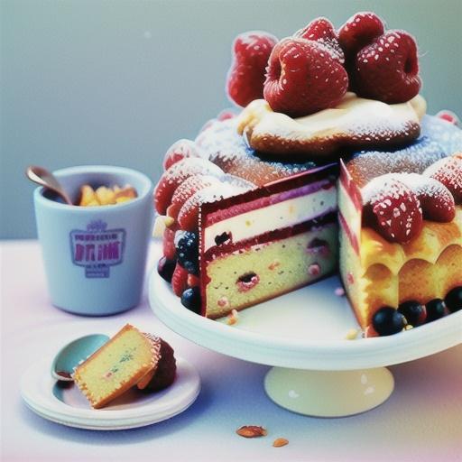 Raspberry and almond ricotta dessert cake