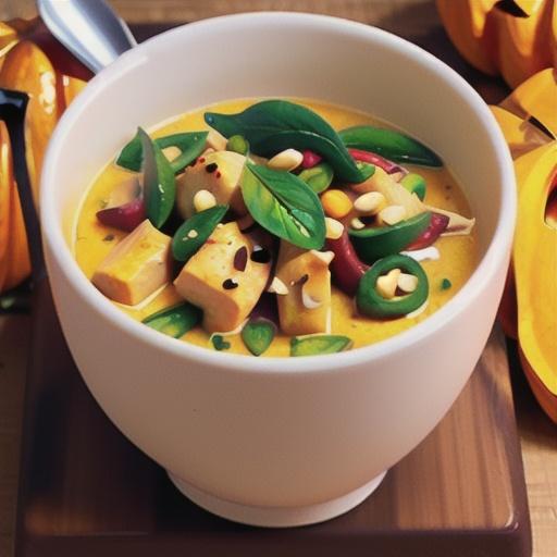 Pumpkin & chicken red curry