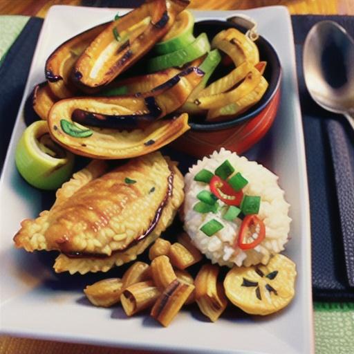 Nigerian Jollof Rice with Chicken and Fried Plantains