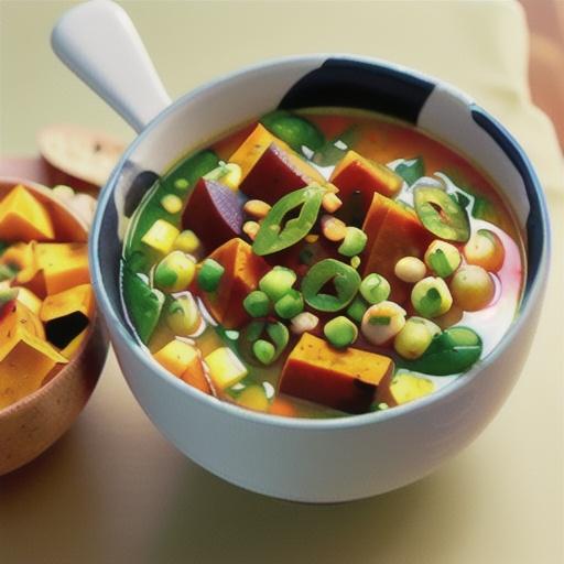Curried Sweet Potato, Lentil and Chicken Soup