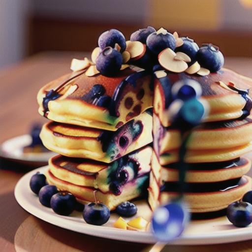 Fluffy Almond Breeze Blueberry Pancakes
