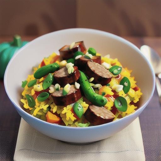 Lamb sausage and pumpkin pilaf