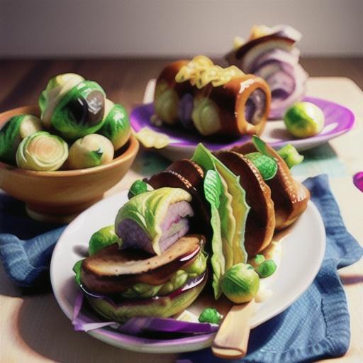 Treacle pork rolls with brussels sprout slaw