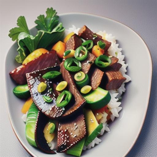 Soy and sesame beef with Asian greens