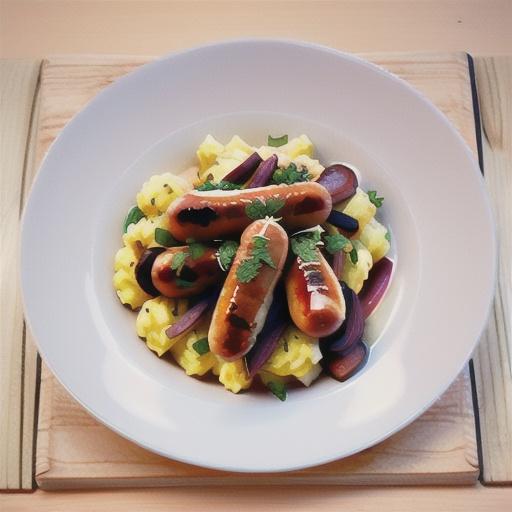 Sausages & parsnip mash with red wine onions