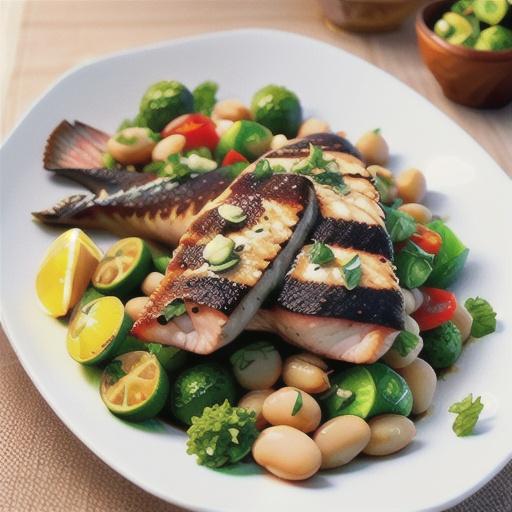 Blackened lime snapper with white bean tabbouleh