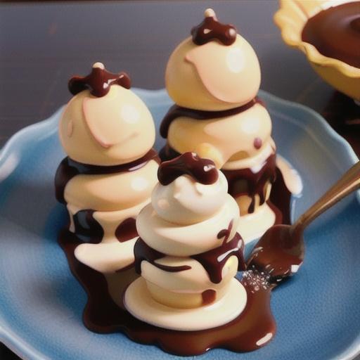 Profiteroles with chocolate custard & caramel sauce