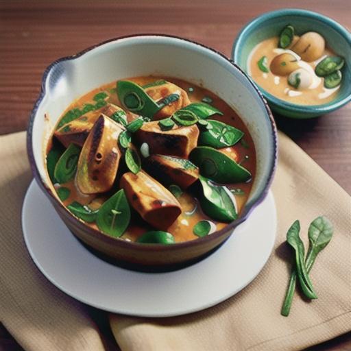 Butter chicken with baby spinach